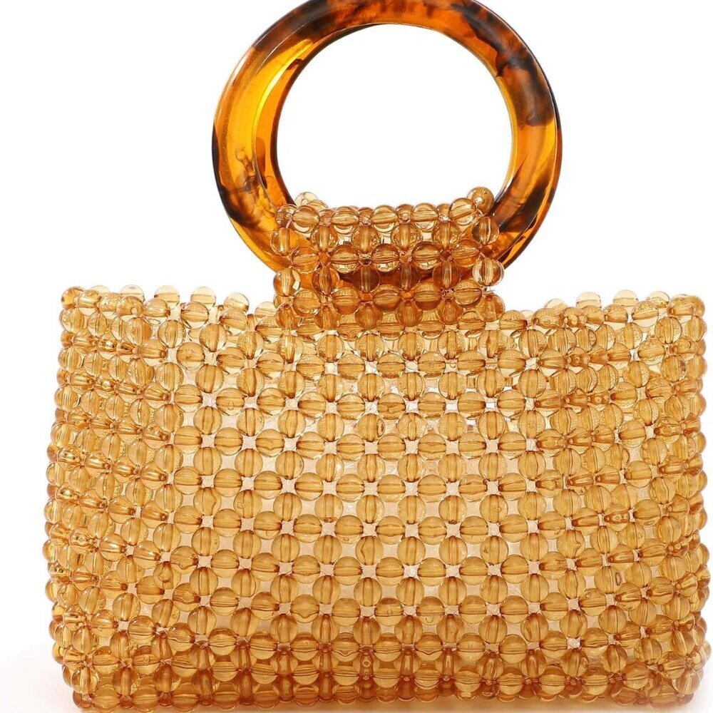 Women Colored Transparent Beaded Acrylic Handbag Evening Handmade Bags for Weddi